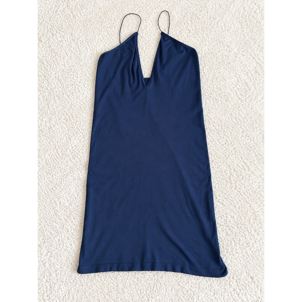 Intimately Free People Navy Blue Slip Dress Plunging Neckline Size Medium/Large